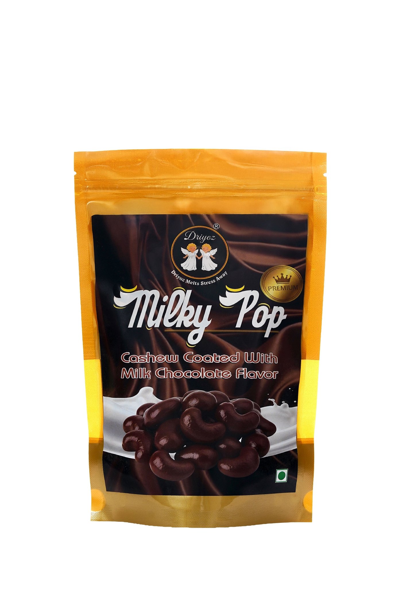 DRIYOZ Milky Pop Chocolate Coated Cashews | Milk Chocolate Flavour Crunchy Nuts Granules Food Essence (250 g)